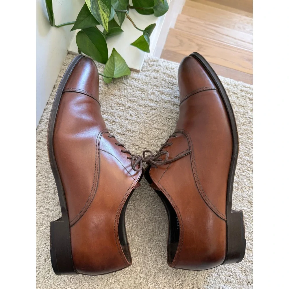 To Boot New York‎ BRANDON Oxford Men 12 Leather Cap Toe Italy DRESS SHOE COGNAC